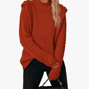 Rust Cable Knit Sweater